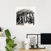 ヴィンテージこうもり1800s飛んでいるキツネこうもり ポスター (ホームオフィス)