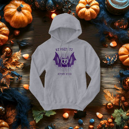 ヴィンテージこうもり – パープルレトロハーフトーンハロウィーン パーカ