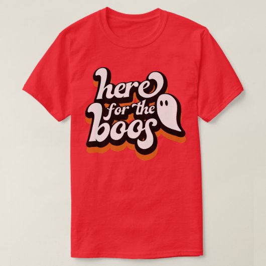 ヴィンテージここにBoosの幽霊ビブ不気味スおもしろい Tシャツ (デザイン正面)