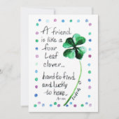 ヴィンテージことわざの友人は4つの葉クローバーのようなものである 案内状 (正面)