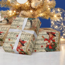 ヴィンテージこのクリスマスキャロルの台本は何の子か ラッピングペーパー