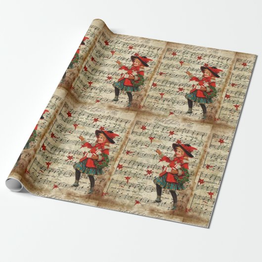 ヴィンテージこのクリスマスキャロルの台本は何の子か ラッピングペーパー (アンロールド)