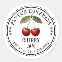 ヴィンテージさくらんぼが描かれたさくらんぼジャムの缶詰めラベルステッカー ラウンドシール