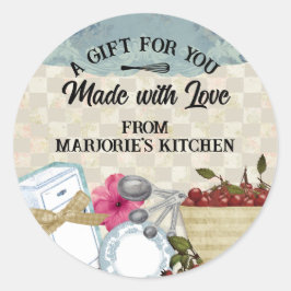 ヴィンテージさくらんぼのキッチンからの氷箱ベーキング ラウンドシール