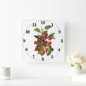 ヴィンテージさくらんぼの壁の装飾キッチン スクエア壁時計 (ホーム)