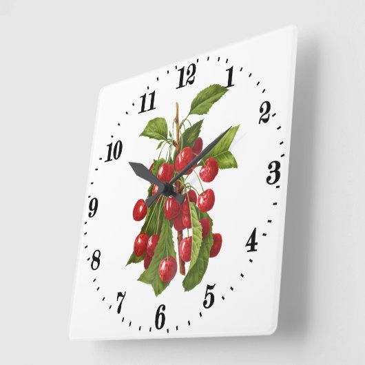 ヴィンテージさくらんぼの壁の装飾キッチン スクエア壁時計 (傾斜)