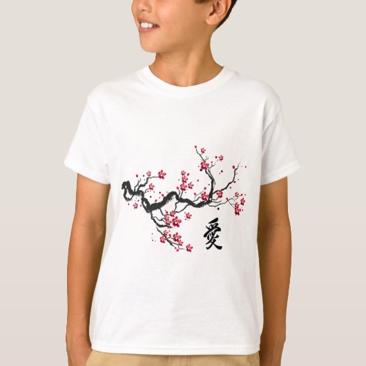 ヴィンテージさくらんぼの花日本の文化グラフィカル Tシャツ (正面)