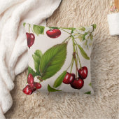 ヴィンテージさくらんぼイラストレーション クッション (ブランケット)