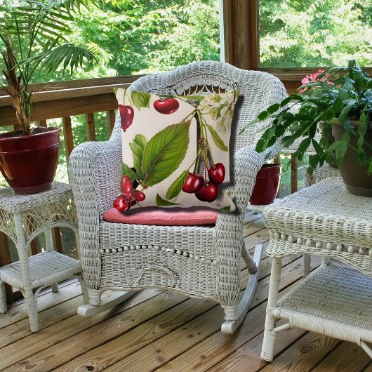 ヴィンテージさくらんぼイラストレーション クッション