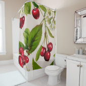 ヴィンテージさくらんぼイラストレーション シャワーカーテン (インサイチュ)