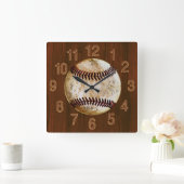 ヴィンテージさくらんぼウッドルック野球時計 スクエア壁時計 (ホーム)