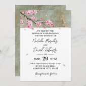 ヴィンテージさくらんぼエレガントフローラ結婚ズ 招待状 (正面/裏面)
