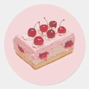 ヴィンテージさくらんぼケーキ ラウンドシール