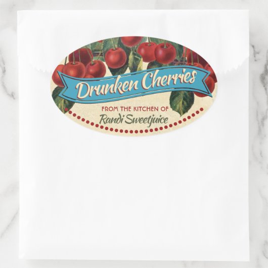 ヴィンテージさくらんぼジャムはホーム缶詰ラベルを保持 楕円形シール (バッグ)