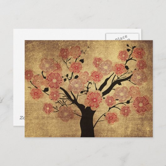 ヴィンテージさくらんぼツリーハガキ ポストカード (正面/裏面)
