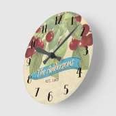ヴィンテージさくらんぼパーソナライズされたさくらんぼ ラウンド壁時計 (傾斜)