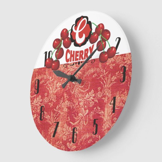 ヴィンテージさくらんぼフルーツキッチン時計 ラージ壁時計 (傾斜)