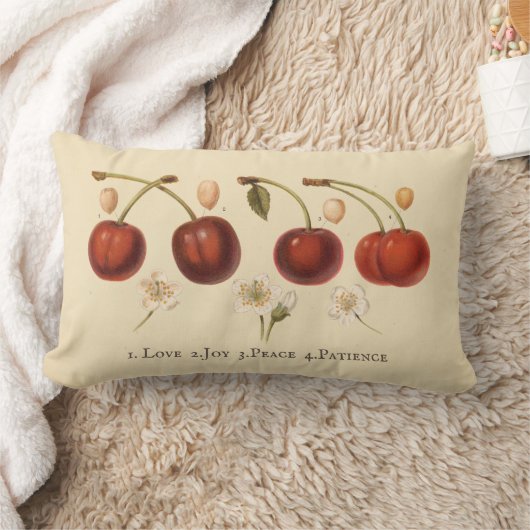 ヴィンテージさくらんぼフルーツコテージコア装飾用クッション ランバークッション (ブランケット)