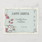 ヴィンテージさくらんぼブロッサムダマスクウェディングテーブル番号 ポストカード (正面)