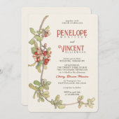ヴィンテージさくらんぼブロッサムフレーム結婚式招待状 招待状 (正面/裏面)