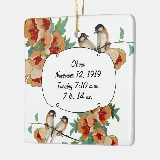 ヴィンテージさくらんぼブロッサムベビーレコード記念 セラミックオーナメント (左)