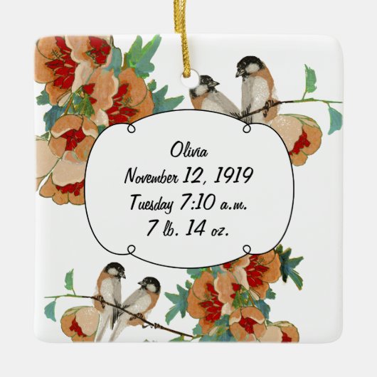 ヴィンテージさくらんぼブロッサムベビーレコード記念 セラミックオーナメント (正面)