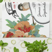 ヴィンテージさくらんぼブロッサムラブバードピーチミント キッチンタオル (折り畳み)