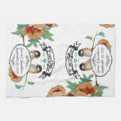 ヴィンテージさくらんぼブロッサムラブバードピーチミント キッチンタオル (横)