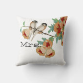 ヴィンテージさくらんぼブロッサムラブバードピーチミント クッション (裏面)