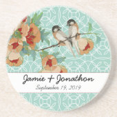 ヴィンテージさくらんぼブロッサムラブバードピーチミント コースター (正面)