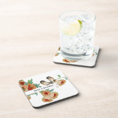 ヴィンテージさくらんぼブロッサムラブバードピーチミント コースター (右側)