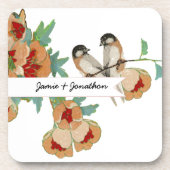 ヴィンテージさくらんぼブロッサムラブバードピーチミント コースター (正面)