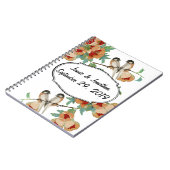 ヴィンテージさくらんぼブロッサムラブバードピーチミント ノートブック (左側)