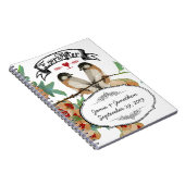 ヴィンテージさくらんぼブロッサムラブバードピーチミント ノートブック (右側)