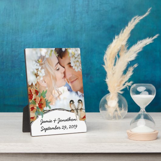 ヴィンテージさくらんぼブロッサムラブバードピーチミント フォトプラーク (側面)