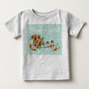 ヴィンテージさくらんぼブロッサムラブバードピーチミント ベビーTシャツ