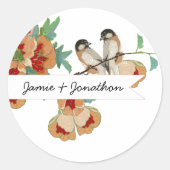 ヴィンテージさくらんぼブロッサムラブバードピーチミント ラウンドシール (正面)