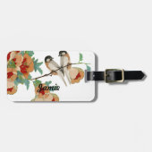 ヴィンテージさくらんぼブロッサムラブバードピーチミント ラゲッジタグ (正面横)