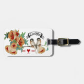 ヴィンテージさくらんぼブロッサムラブバードピーチミント ラゲッジタグ (正面横)