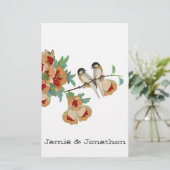 ヴィンテージさくらんぼブロッサムラブバードピーチミント 便箋 (スタンド正面)