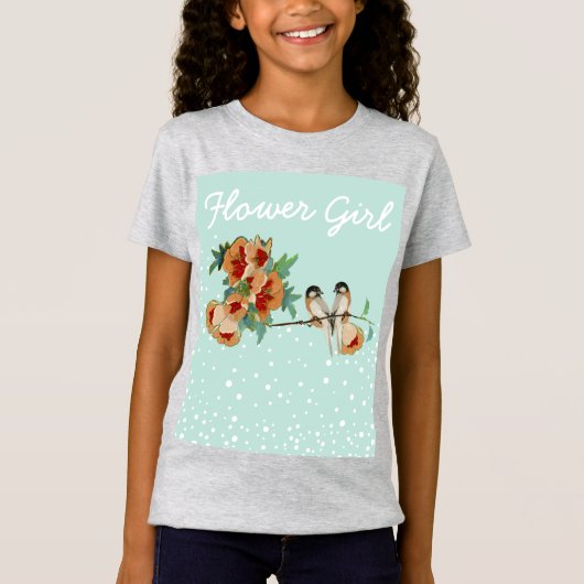 ヴィンテージさくらんぼブロッサムラブバードピーチミント Tシャツ (正面)