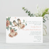 ヴィンテージさくらんぼブロッサムラブBIrdピーチミント 招待状 (スタンド正面)