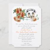 ヴィンテージさくらんぼブロッサムラブBIrdピーチミント 招待状 (正面)