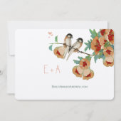 ヴィンテージさくらんぼブロッサムラブBIrdピーチミント 招待状 (裏面)