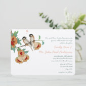 ヴィンテージさくらんぼブロッサムラブBIrdピーチミント 招待状 (スタンド正面)