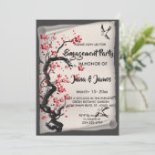 ヴィンテージさくらんぼブロッサム婚約 招待状 (スタンド正面)