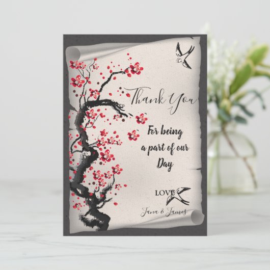 ヴィンテージさくらんぼブロッサム感謝していユー 招待状 (スタンド正面)