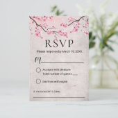 ヴィンテージさくらんぼブロッサム春の結婚式RSVP 出欠カード (スタンド正面)