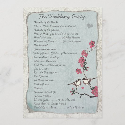 ヴィンテージさくらんぼブロッサム《鳥》アメリカゴガラダマスクプログラム プログラム (裏面)