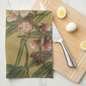 ヴィンテージさくらんぼ咲きアジアの日本の花 キッチンタオル (四つ折り)